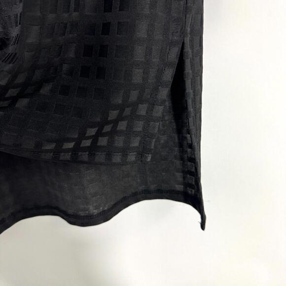 Zara W&B Women’s Size Small Black Square Textured 3/4 Sleeve High Low Tunic Top - Picture 4 of 8